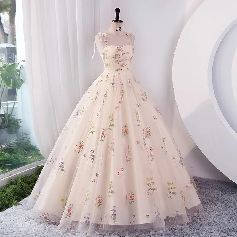 Luxury Floral Embroidery Long Party Dresses Women Wedding Dresses 2024 Summer Party Dress Formal Events Reception Dress
